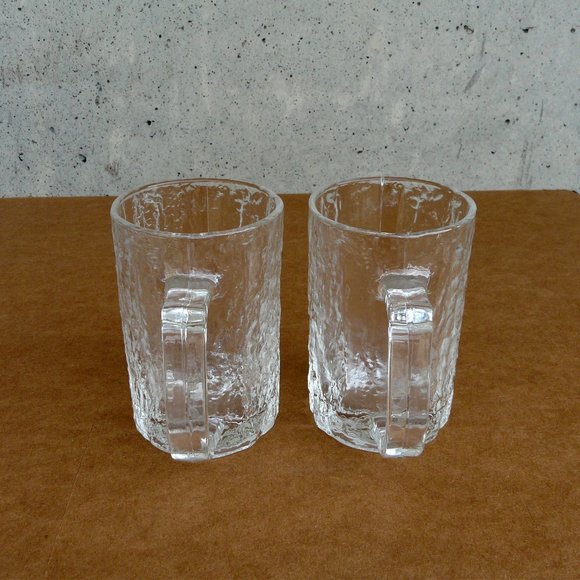 MCM Brutalist Studio Nova Frostfire glass mugs by Hoya, 2 pcs, made in Japan - Picture 2 of 10
